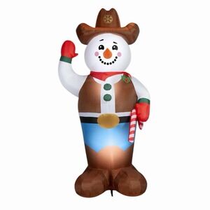 10 Ft Snowman Cowboy Christmas Airblown Yard Inflatable Holiday Time Outdoor NEW